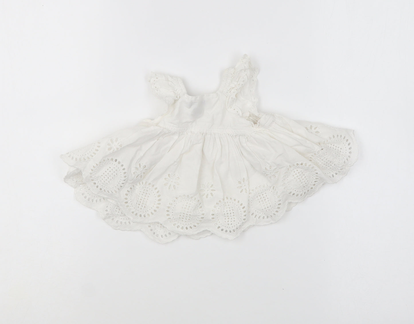 Gap Girls White Cotton Shift Size 3-6 Months Square Neck Pullover