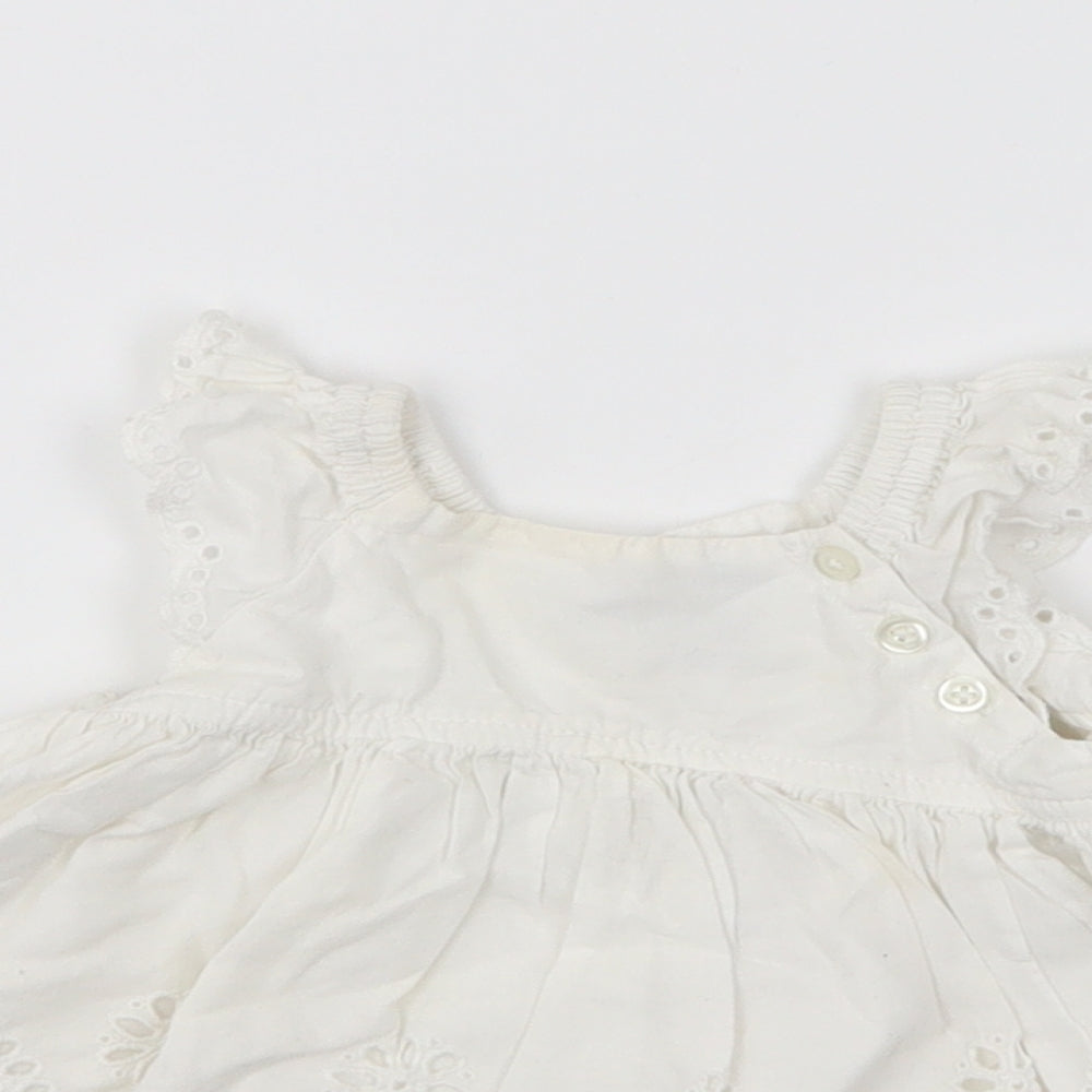 Gap Girls White Cotton Shift Size 3-6 Months Square Neck Pullover