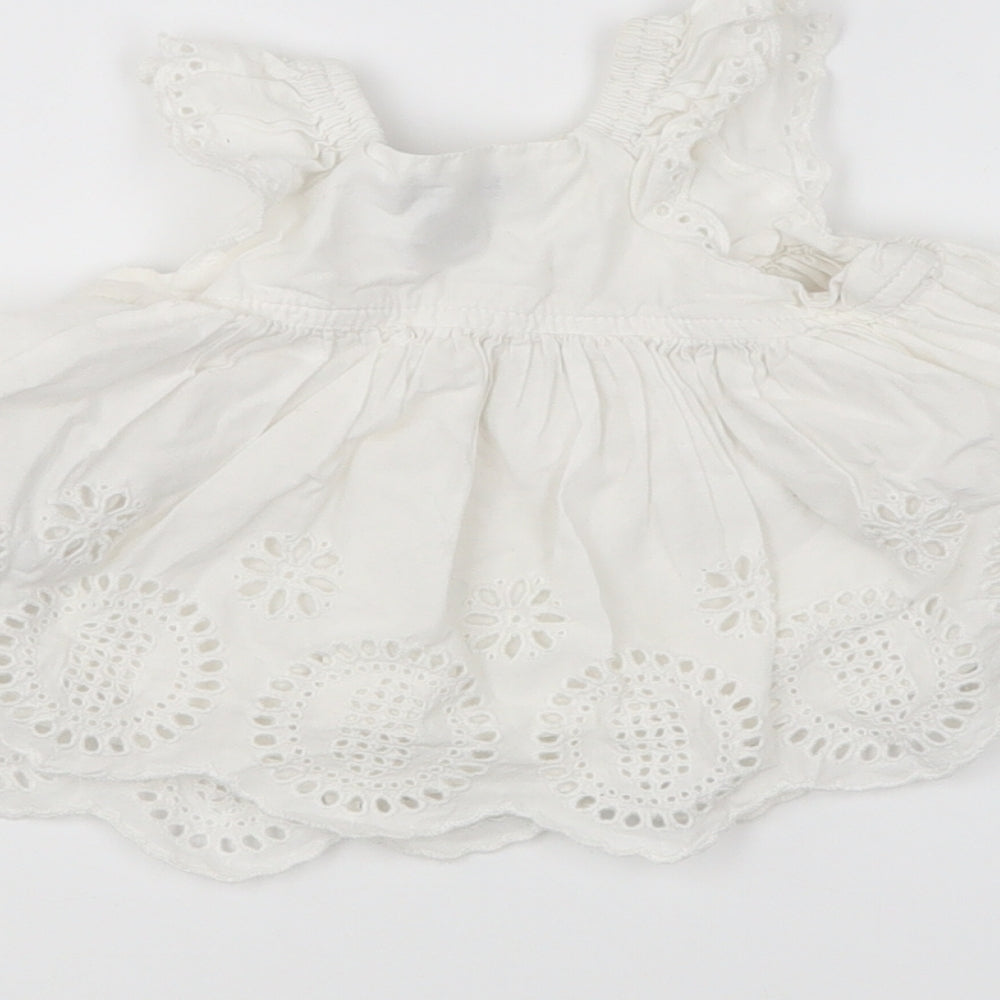 Gap Girls White Cotton Shift Size 3-6 Months Square Neck Pullover