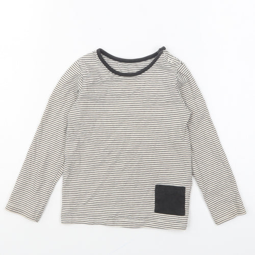 TU Boys Black Striped Cotton Basic T-Shirt Size 2-3 Years Round Neck Pullover