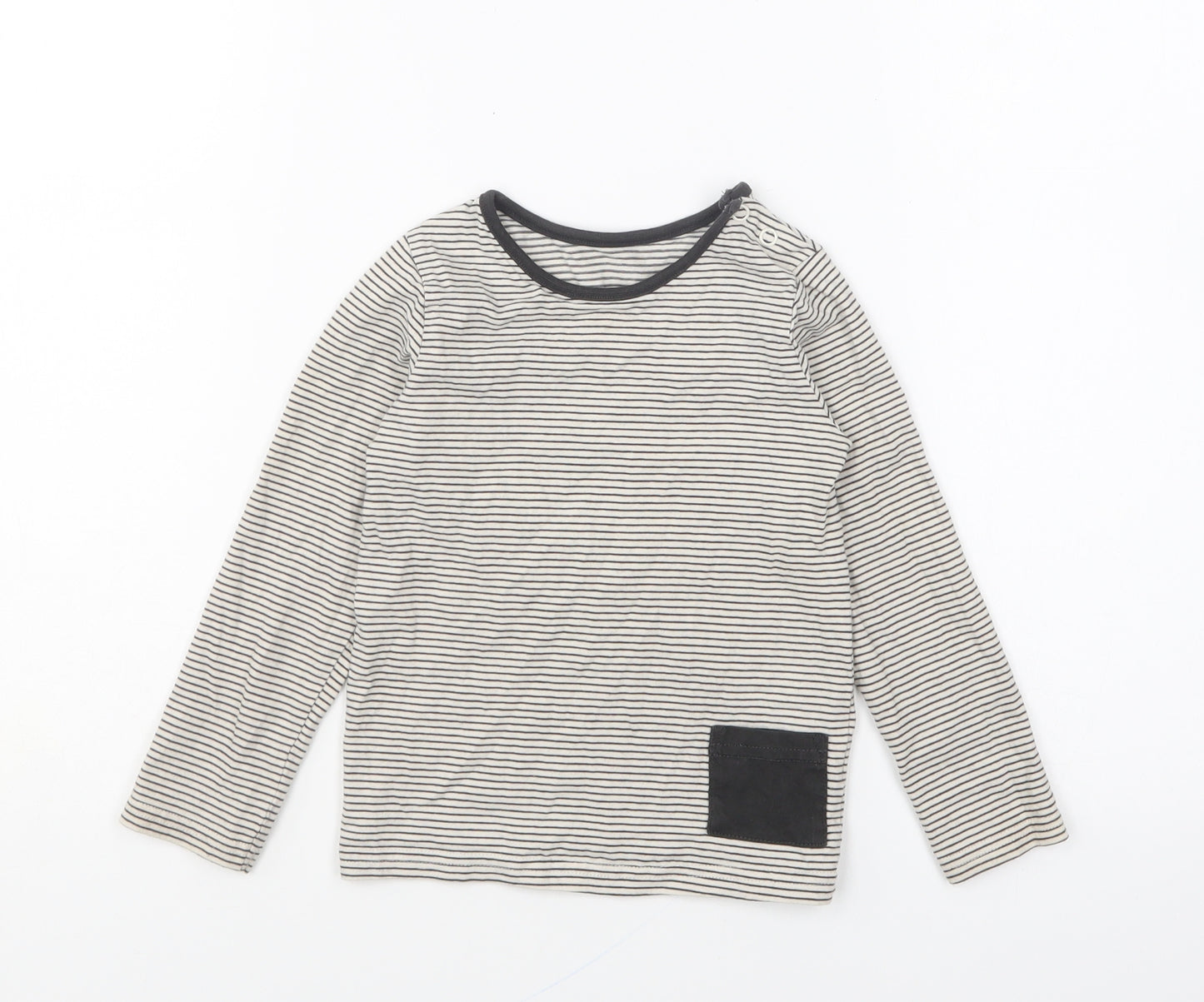 TU Boys Black Striped Cotton Basic T-Shirt Size 2-3 Years Round Neck Pullover