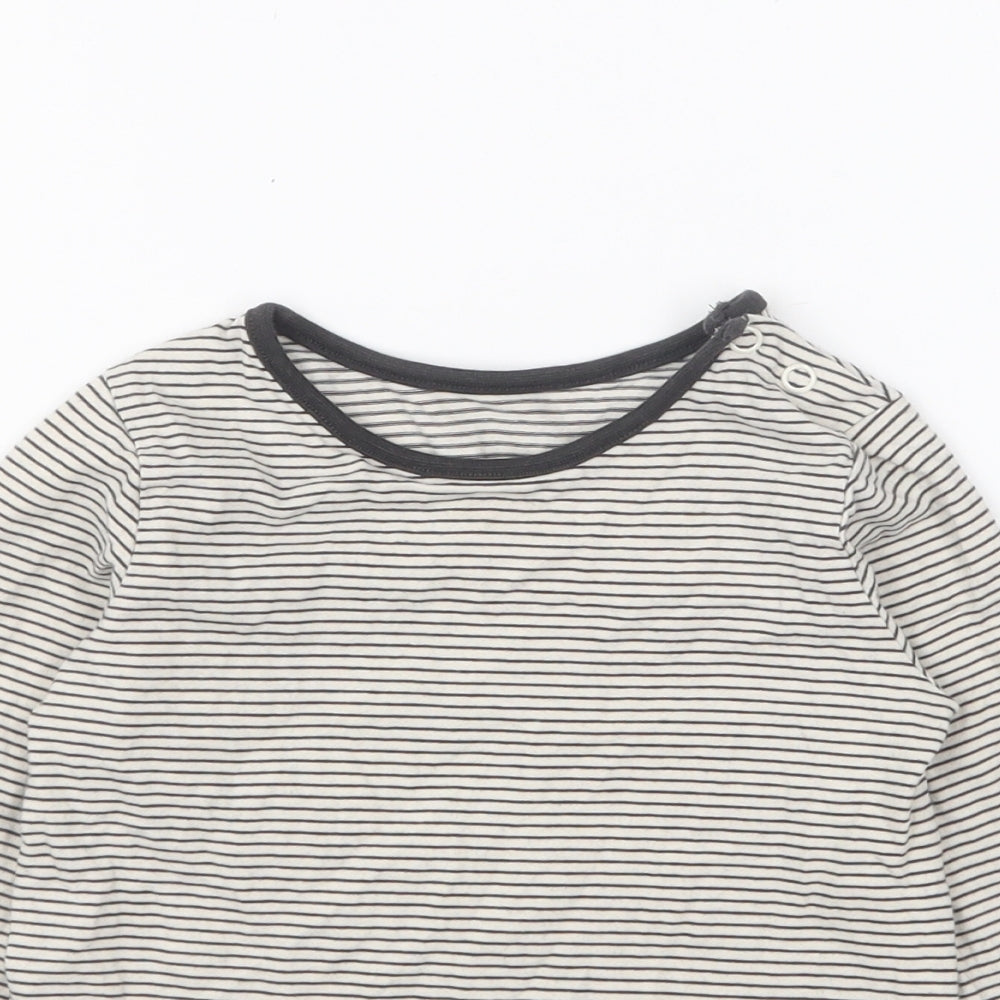 TU Boys Black Striped Cotton Basic T-Shirt Size 2-3 Years Round Neck Pullover