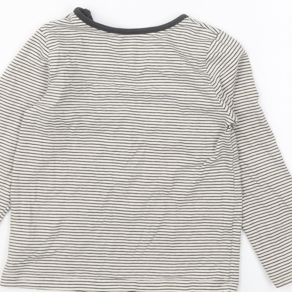 TU Boys Black Striped Cotton Basic T-Shirt Size 2-3 Years Round Neck Pullover