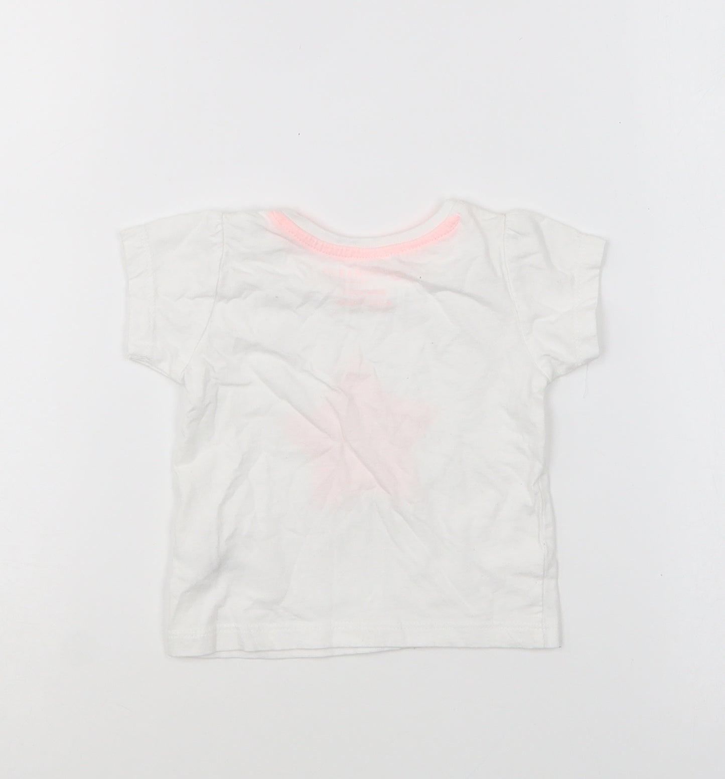 Primark Girls White Cotton Basic T-Shirt Size 3-6 Months Round Neck Pullover - Sparkle
