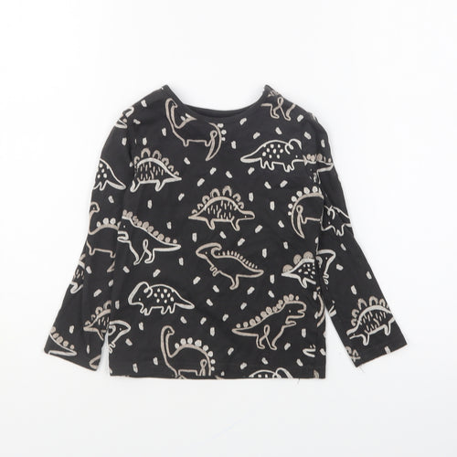 TU Boys Grey Geometric Cotton Basic T-Shirt Size 2-3 Years Round Neck Pullover - Dinosaurs