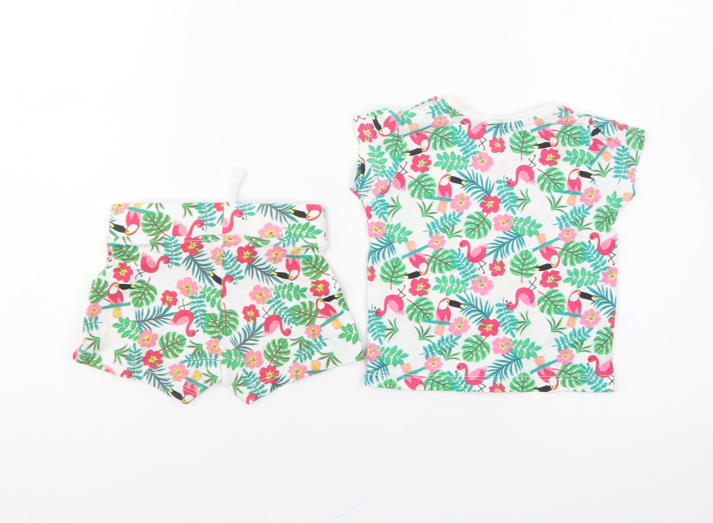 Primark Girls Multicoloured Geometric Cotton Shorts Set Outfit/Set Size 3-6 Months Pullover - Flamingo