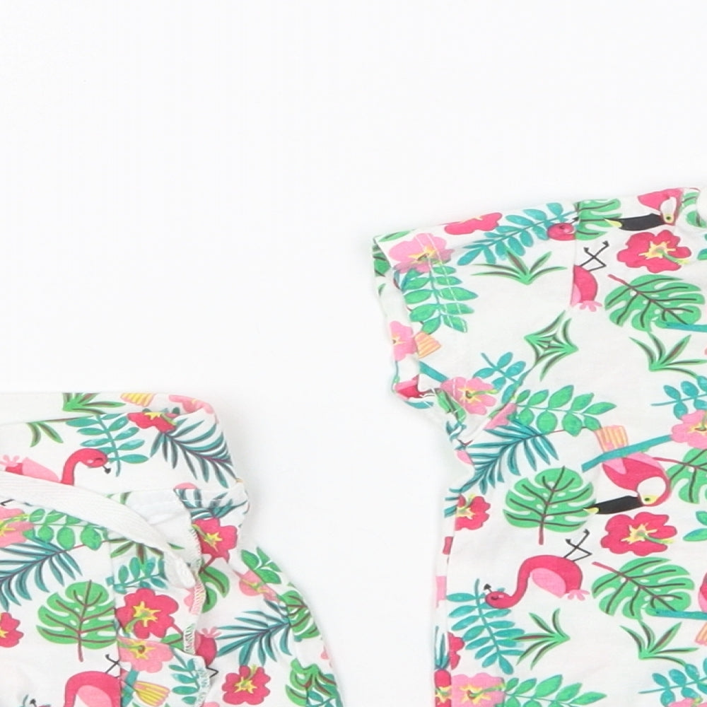 Primark Girls Multicoloured Geometric Cotton Shorts Set Outfit/Set Size 3-6 Months Pullover - Flamingo
