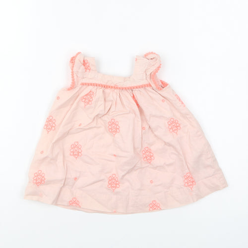 Gap Girls Pink Geometric Cotton Shift Size 3-6 Months Square Neck Button