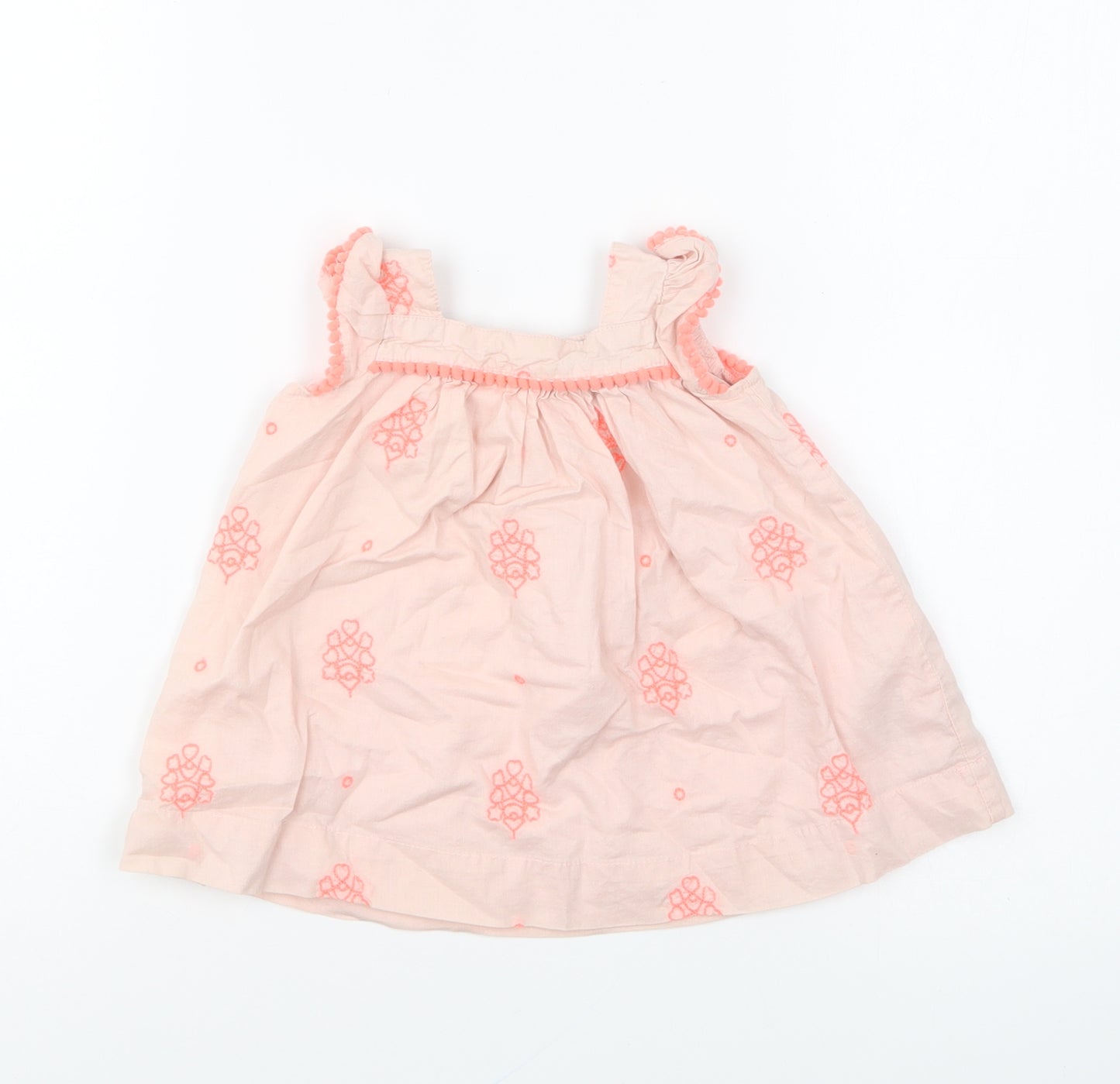 Gap Girls Pink Geometric Cotton Shift Size 3-6 Months Square Neck Button