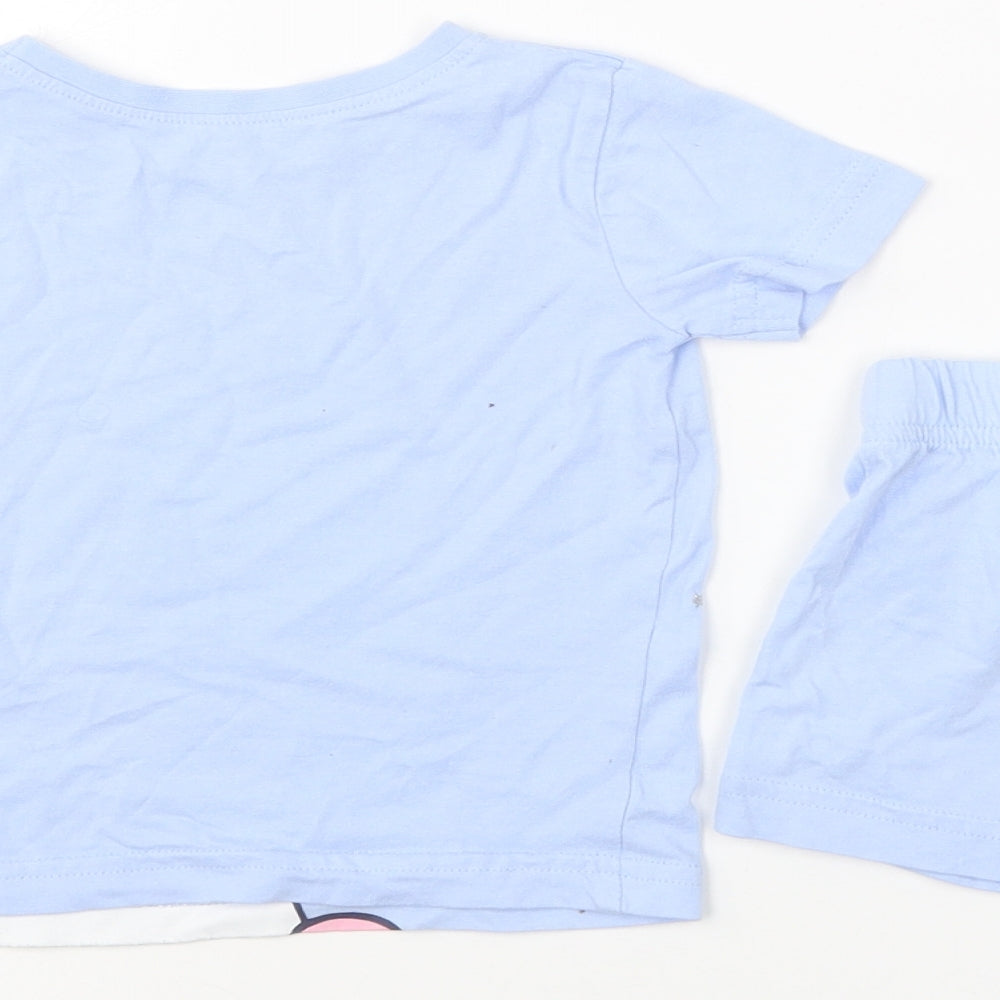Dunnes Stores Girls Blue Solid Cotton Set Pyjama Set Size 6-9 Months Pullover - Unicorn