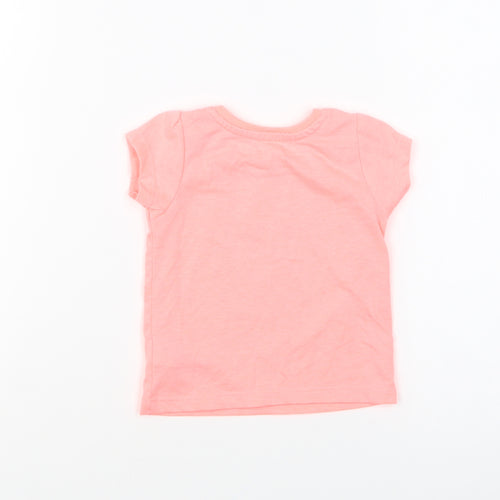Primark Girls Pink Polyester Basic T-Shirt Size 3-6 Months Round Neck Pullover - Butterfly