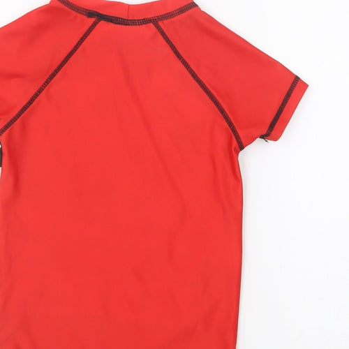 Character Boys Red Polyester Basic T-Shirt Size 3 Years Round Neck Pullover - Cars Swim Top