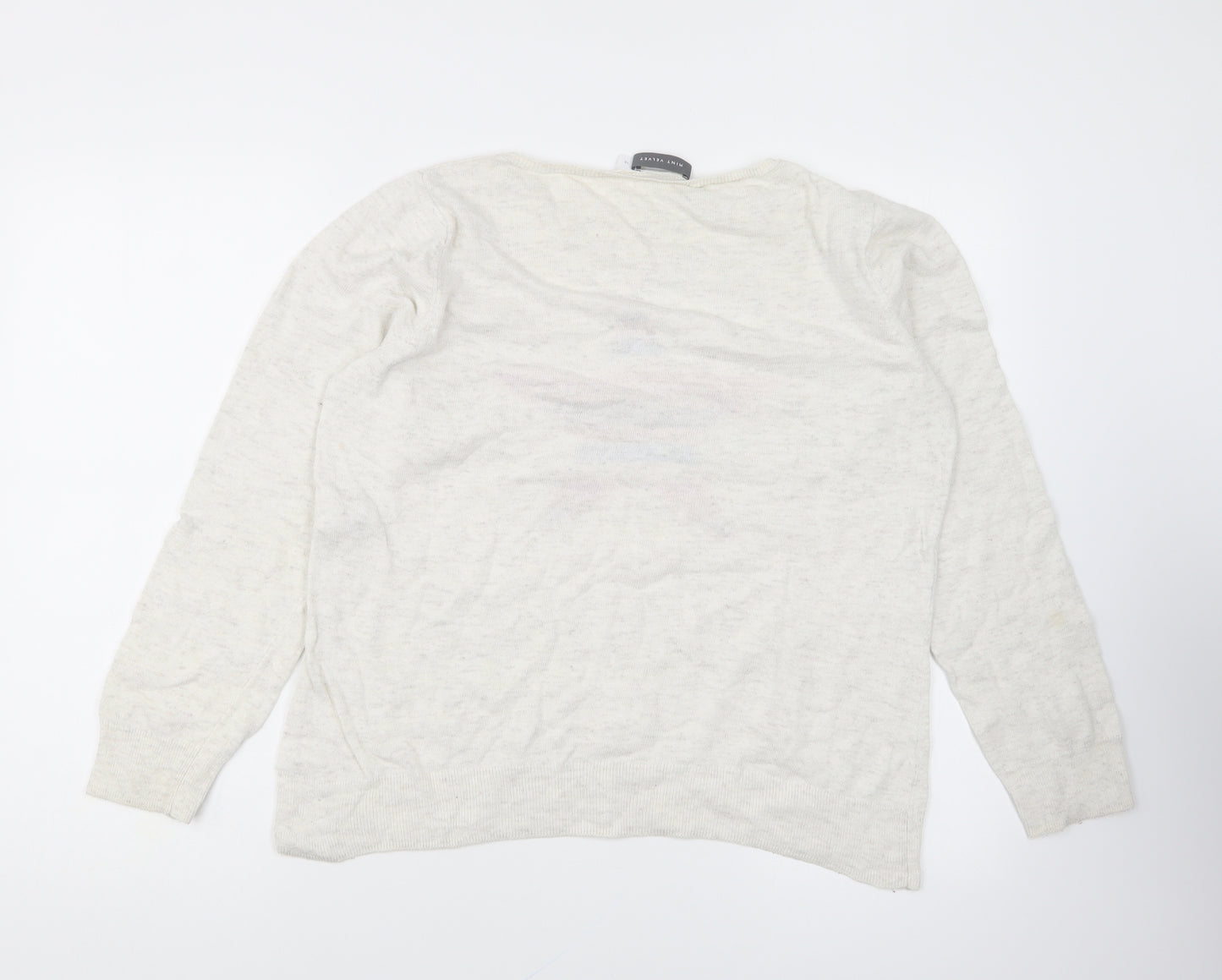 Mint Velvet Womens Ivory Round Neck Cotton Pullover Jumper Size 16 - Star