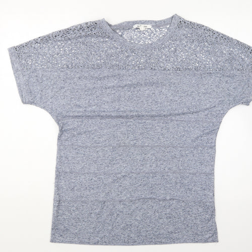 Steilmann Womens Blue Polyester Basic T-Shirt Size 12 Round Neck