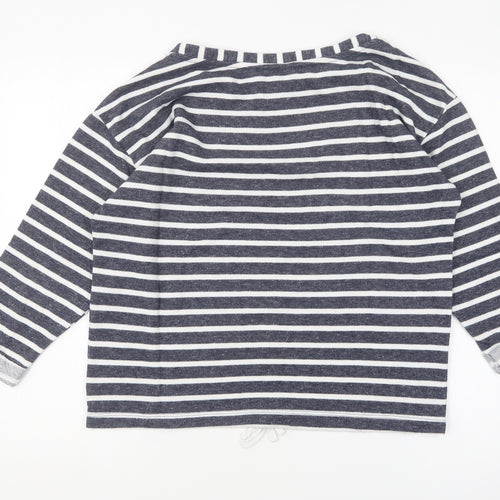 Dunnes Stores Womens Blue Striped Polyester Pullover Sweatshirt Size M Pullover