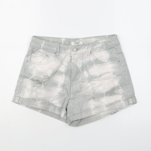 FOREVER 21 Womens Grey Cotton Hot Pants Shorts Size 28 in L4 in Regular Button - Tie Dye