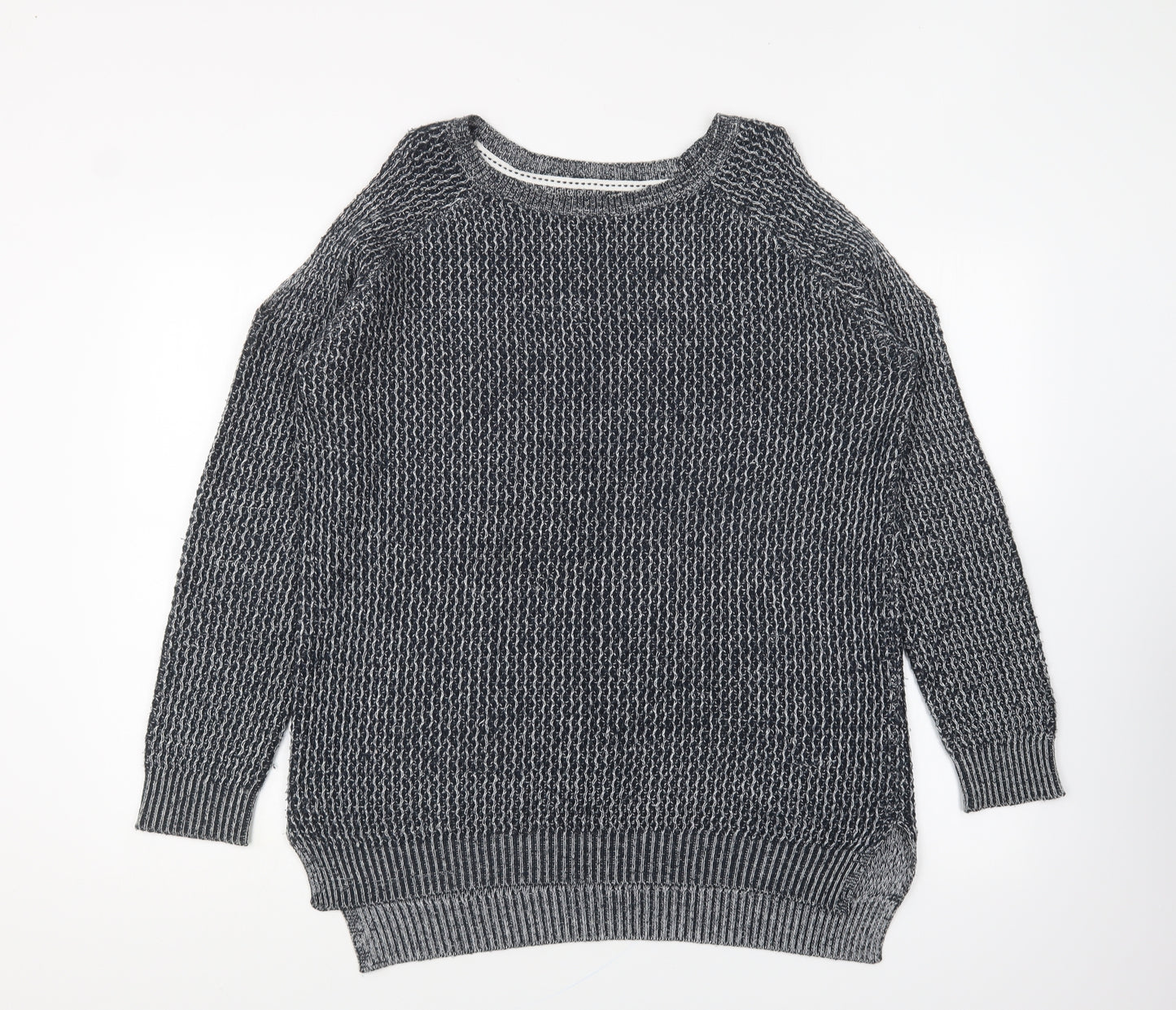 Papaya Womens Blue Round Neck Cotton Pullover Jumper Size M