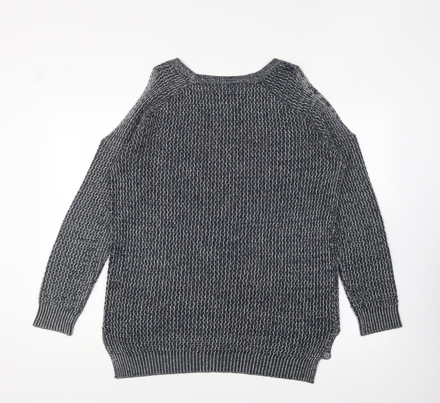 Papaya Womens Blue Round Neck Cotton Pullover Jumper Size M