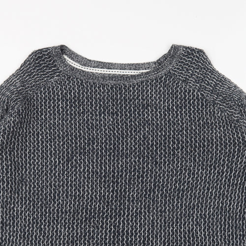 Papaya Womens Blue Round Neck Cotton Pullover Jumper Size M