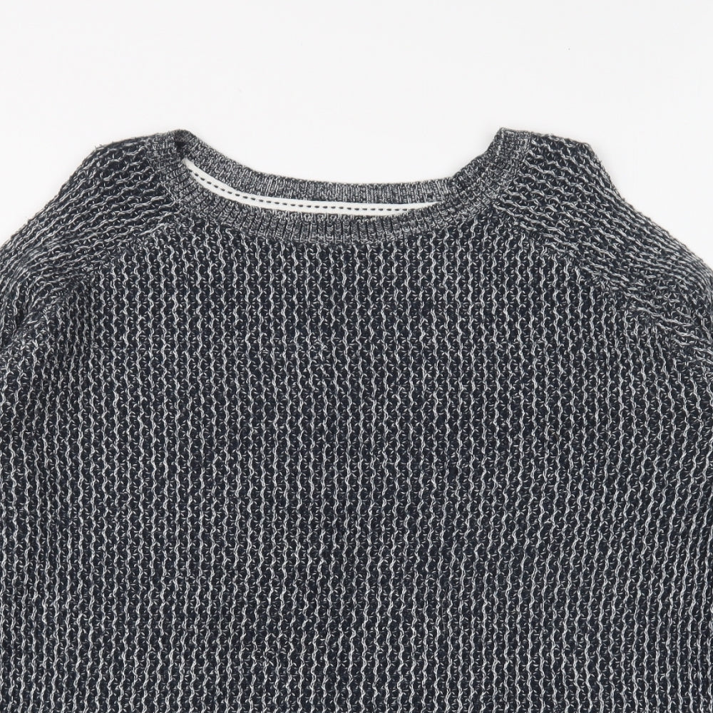 Papaya Womens Blue Round Neck Cotton Pullover Jumper Size M