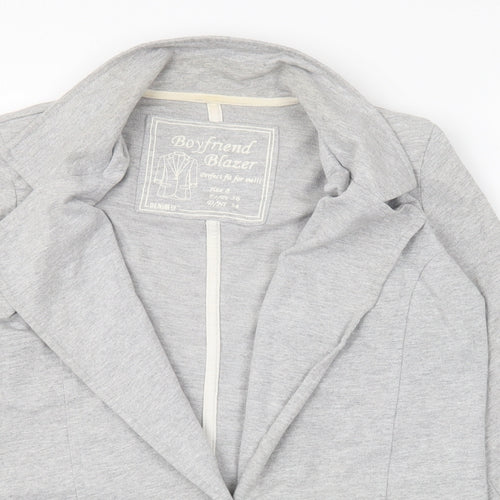 Denim & Co. Womens Grey Jacket Blazer Size 8 Button