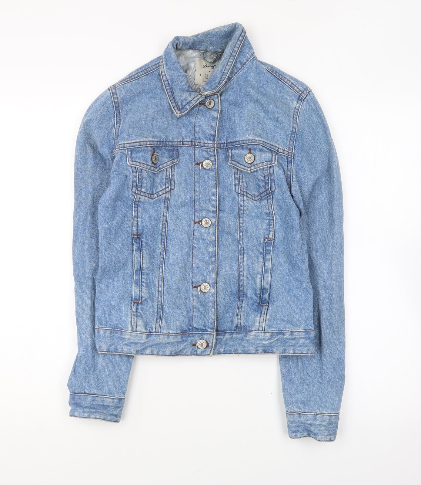 Denim & Co. Womens Blue Jacket Size 8 Button