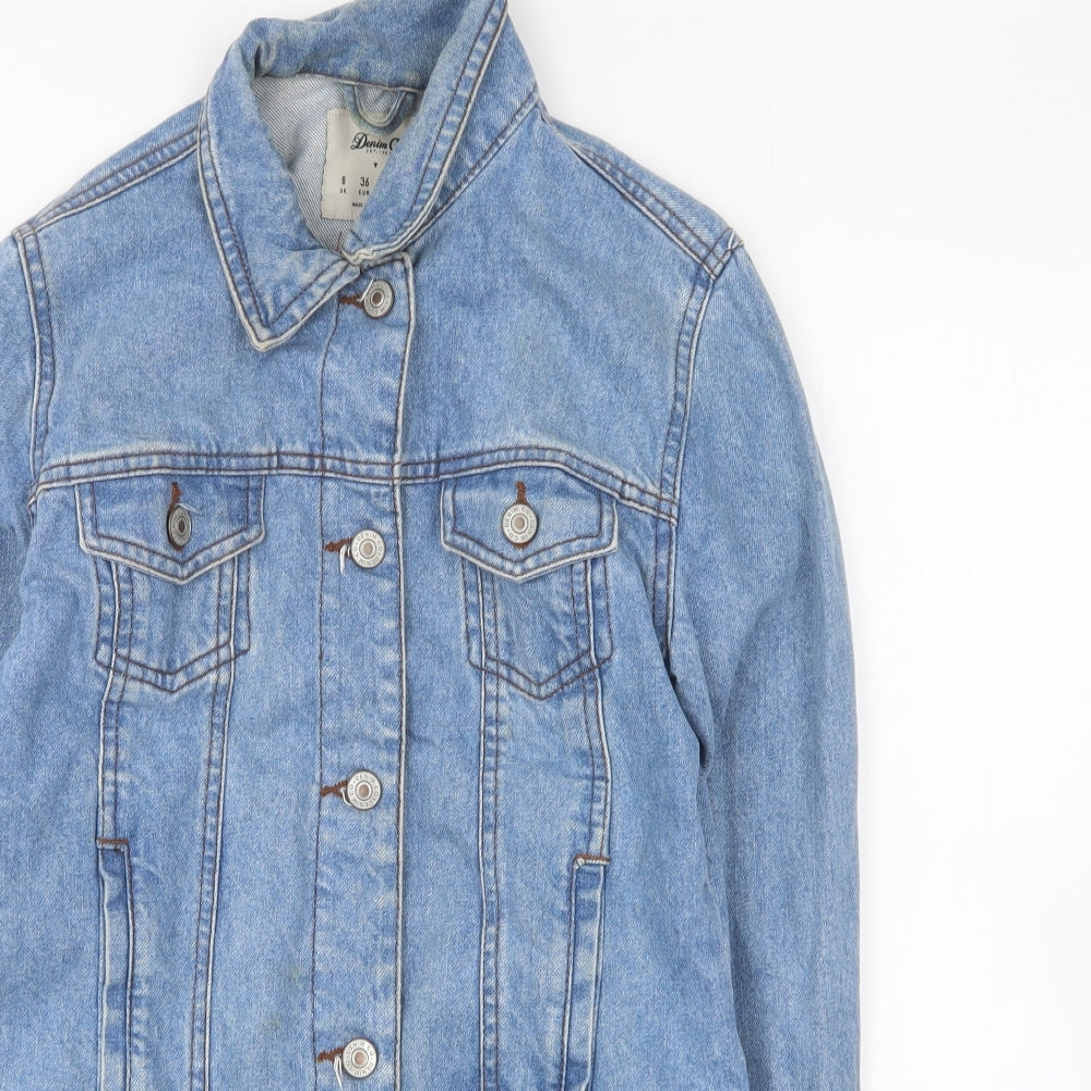 Denim & Co. Womens Blue Jacket Size 8 Button