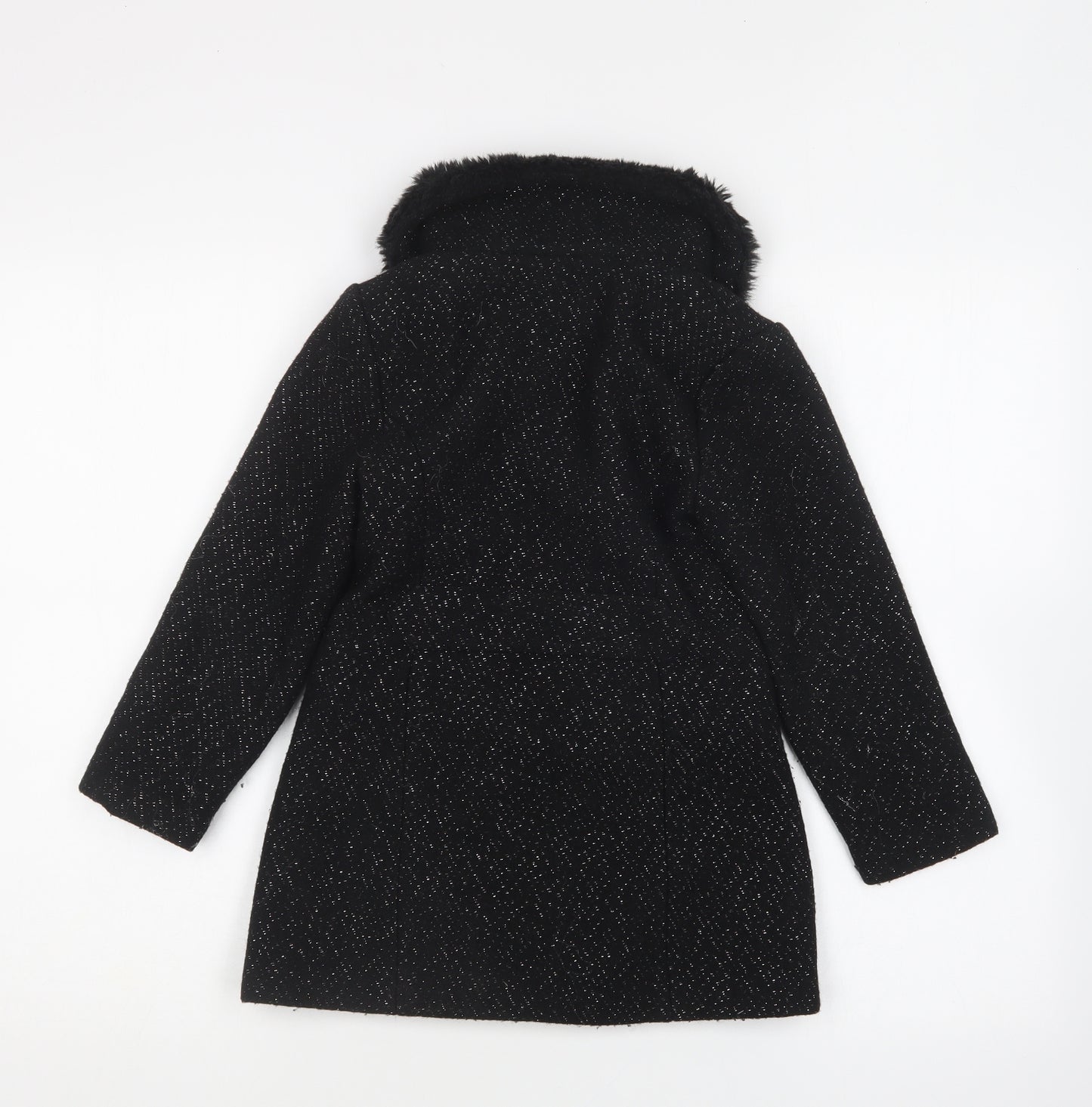 Julien Macdonald Girls Black Overcoat Coat Size 6 Years Button