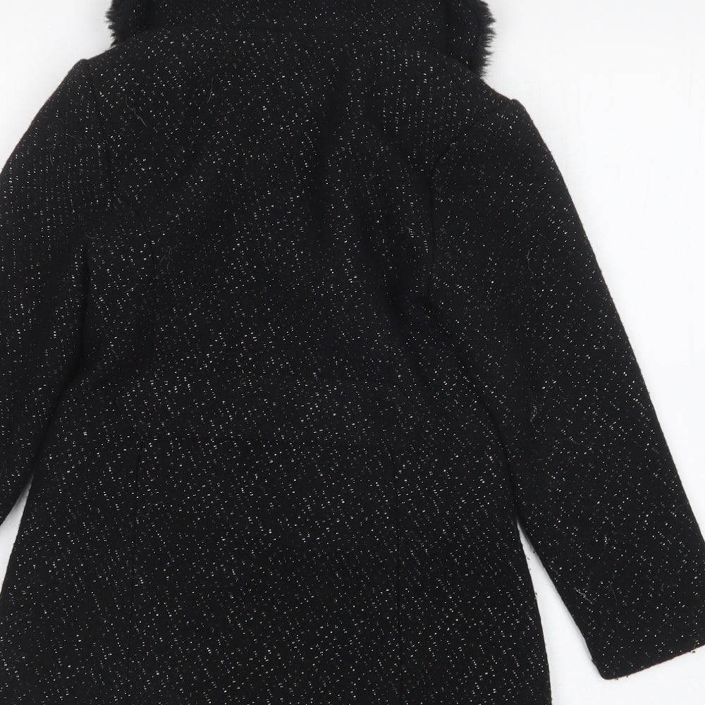 Julien Macdonald Girls Black Overcoat Coat Size 6 Years Button