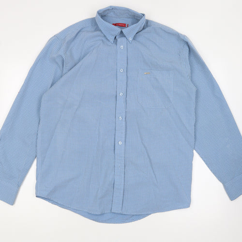 MX Active Mens Blue Striped Polyester Button-Up Size M Collared Button