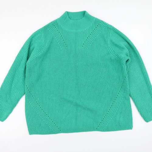 Bonmarché Womens Green High Neck Acrylic Pullover Jumper Size 18