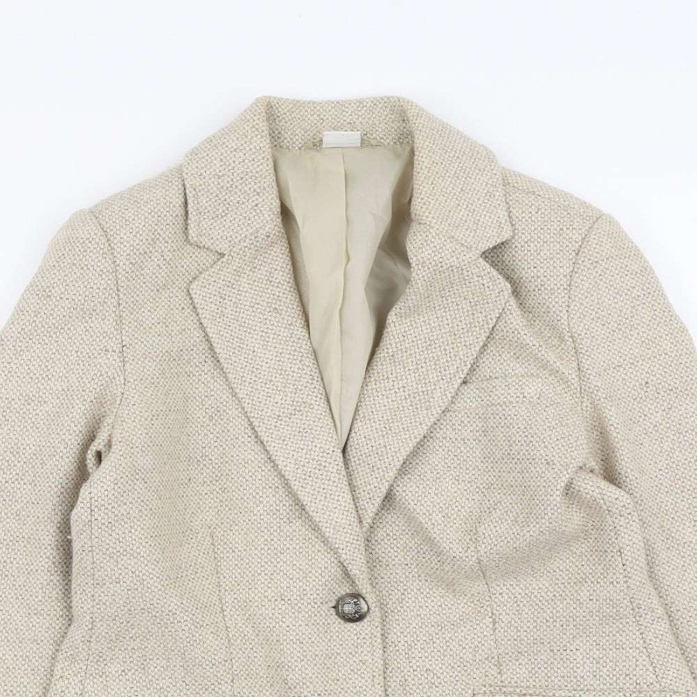 Cotton Traders Womens Beige Acrylic Jacket Suit Jacket Size 10