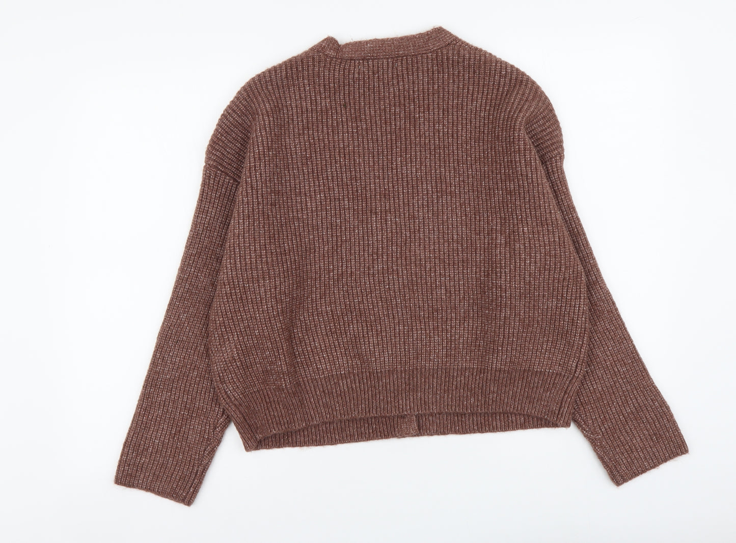 Primark Womens Brown V-Neck Acrylic Cardigan Jumper Size M