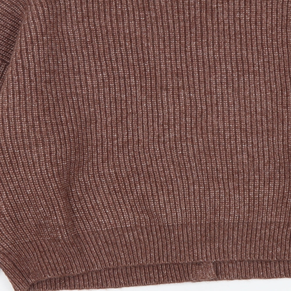 Primark Womens Brown V-Neck Acrylic Cardigan Jumper Size M