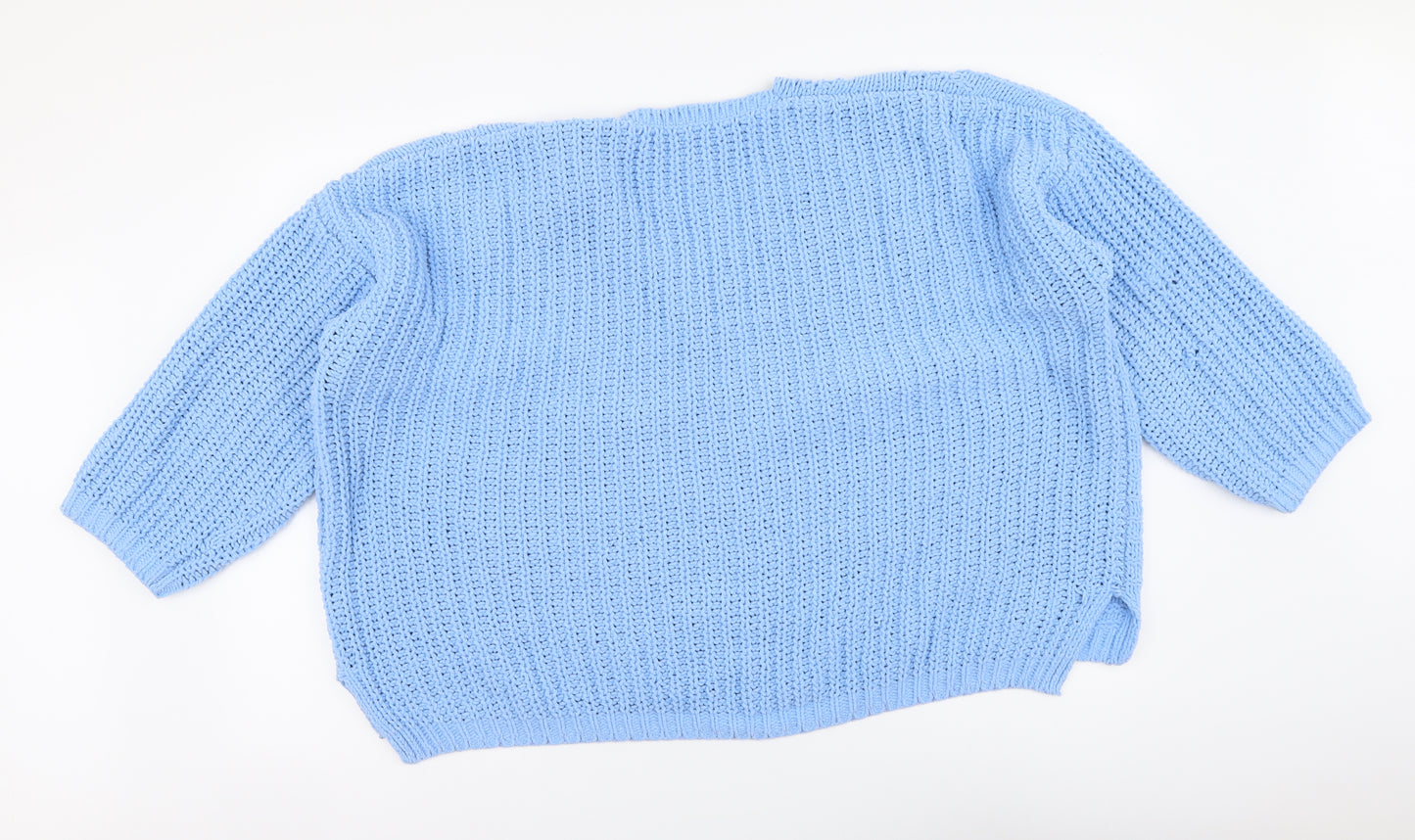 TU Womens Blue V-Neck Polyester Pullover Jumper Size 16