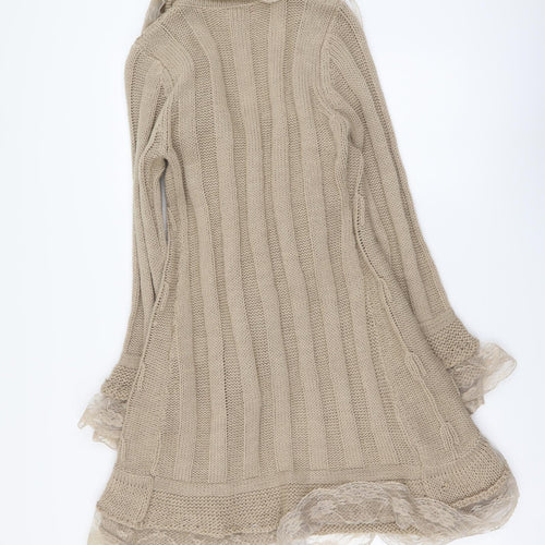 Joe Browns Womens Beige V-Neck Acrylic Cardigan Jumper Size 8