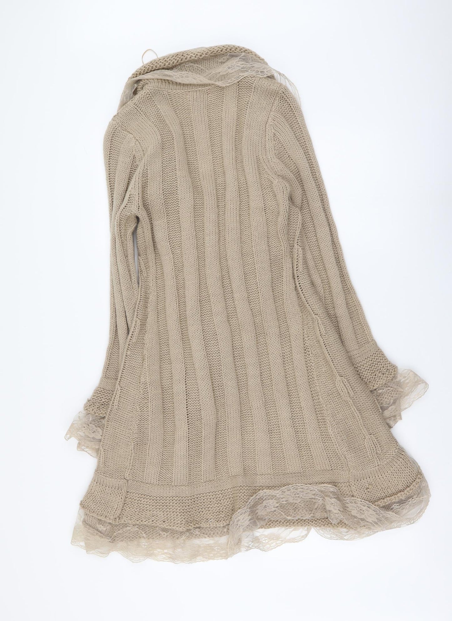 Joe Browns Womens Beige V-Neck Acrylic Cardigan Jumper Size 8