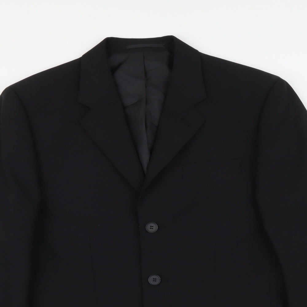 George Mens Black Polyester Jacket Suit Jacket Size 38