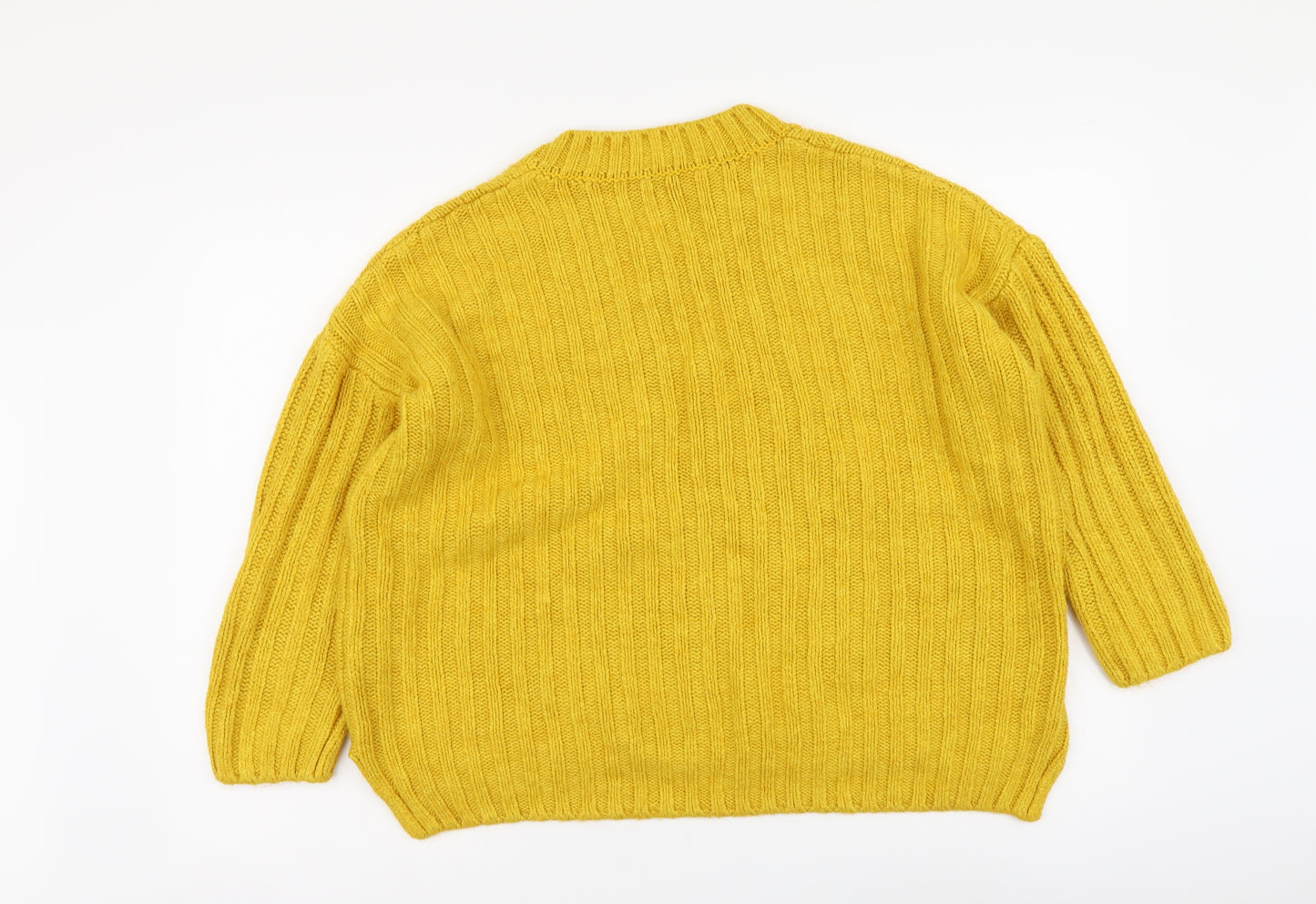 George Womens Yellow V-Neck Acrylic Pullover Jumper Size L
