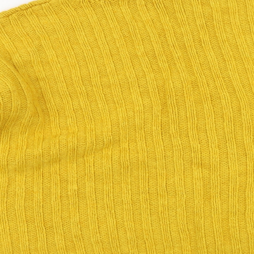George Womens Yellow V-Neck Acrylic Pullover Jumper Size L