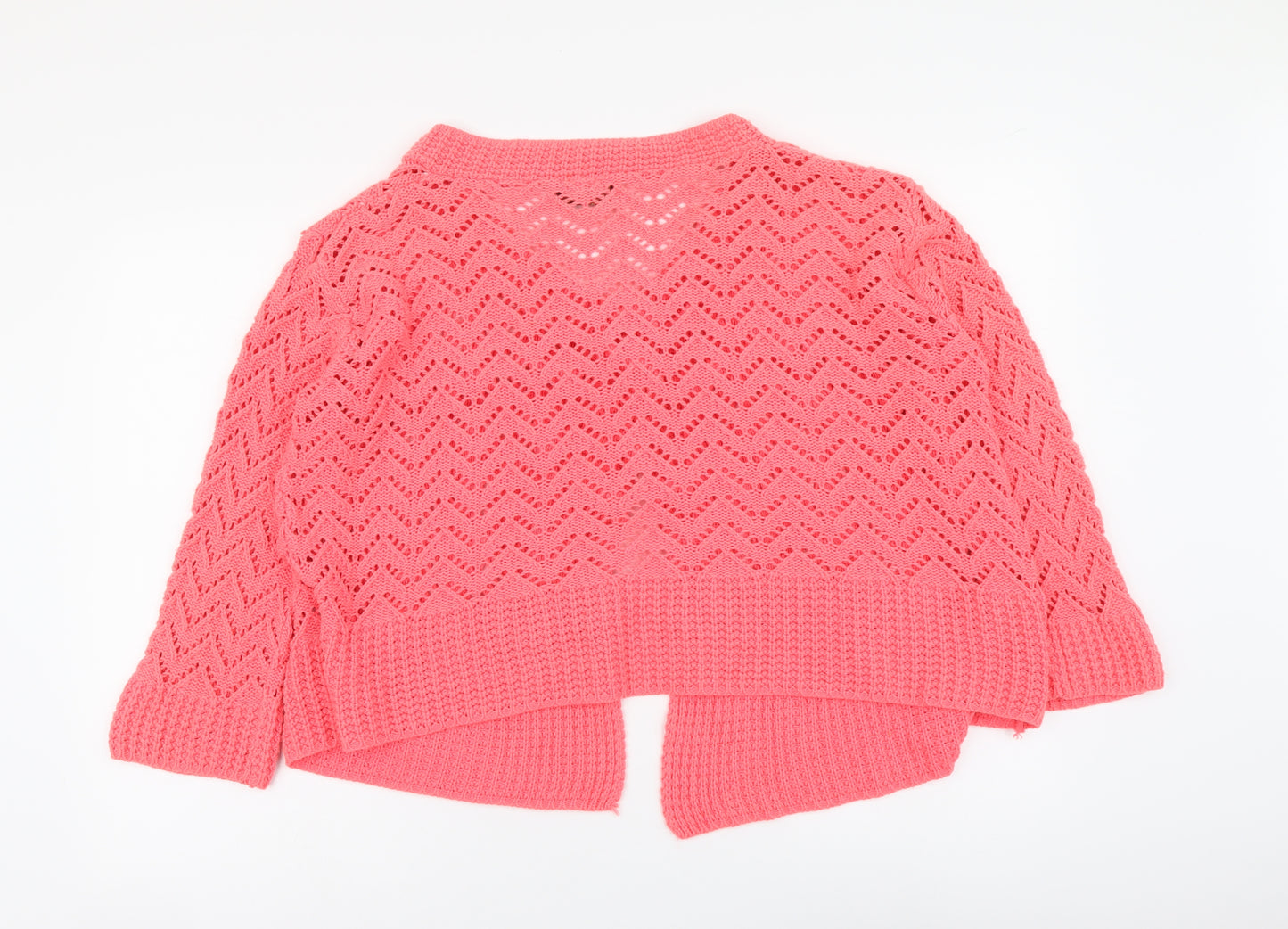 JORDANA Womens Pink Round Neck Acrylic Cardigan Jumper Size S