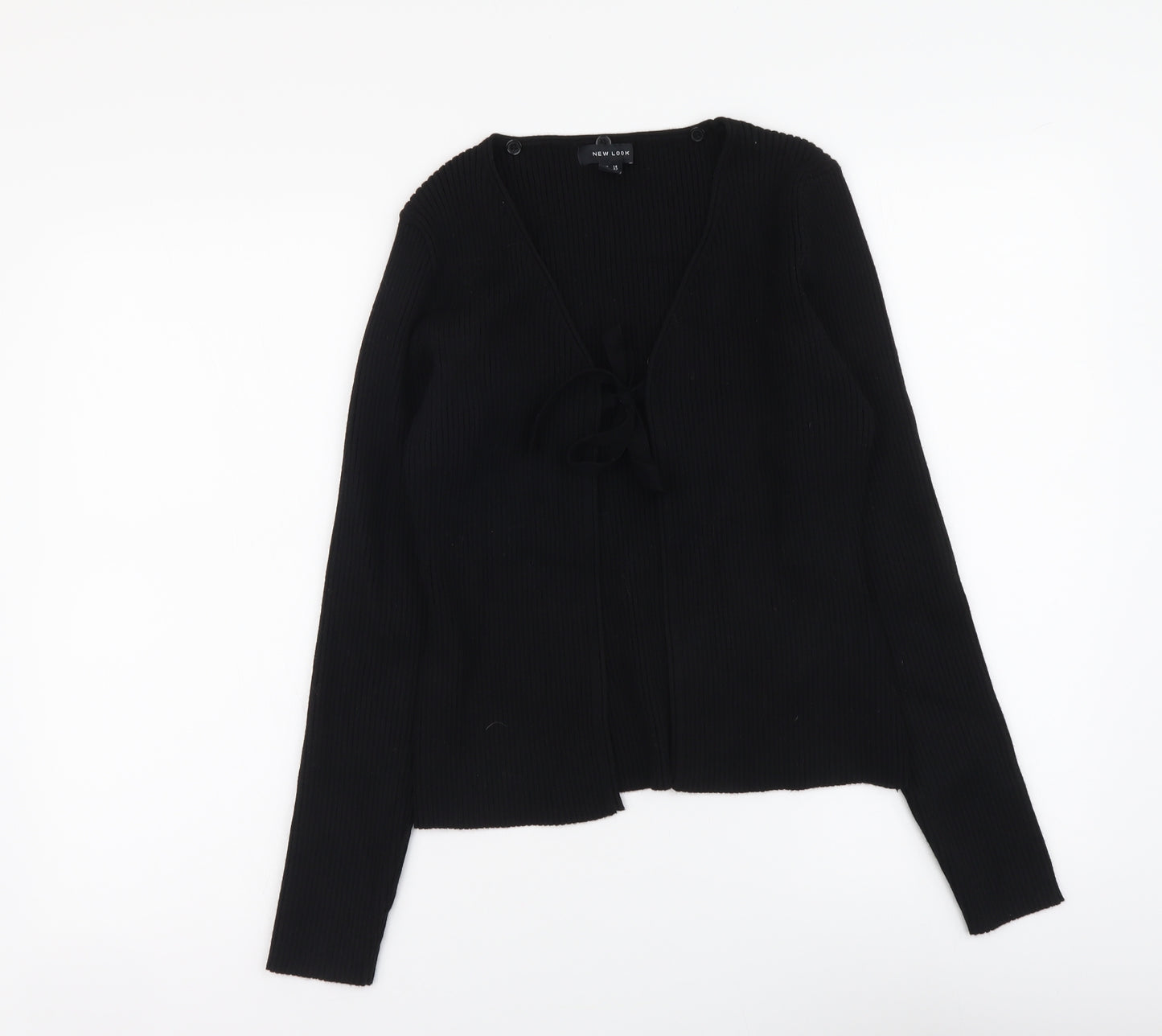 New Look Womens Black V-Neck Polyester Cardigan Jumper Size 14