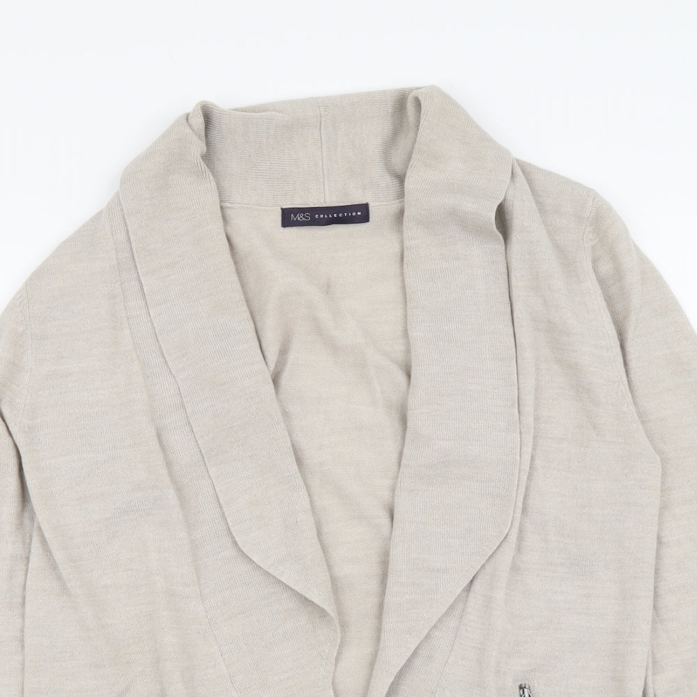 Marks and Spencer Womens Beige V-Neck Acrylic Cardigan Jumper Size M