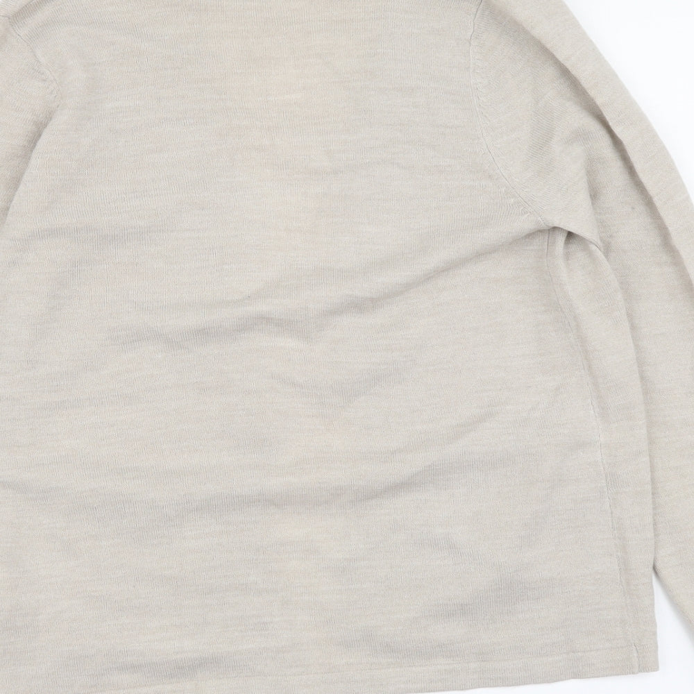 Marks and Spencer Womens Beige V-Neck Acrylic Cardigan Jumper Size M