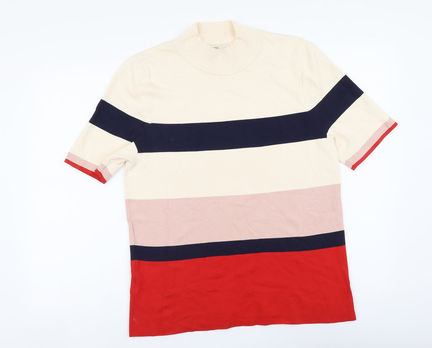 NEXT Womens Multicoloured High Neck Striped Nylon Pullover Jumper Size 18