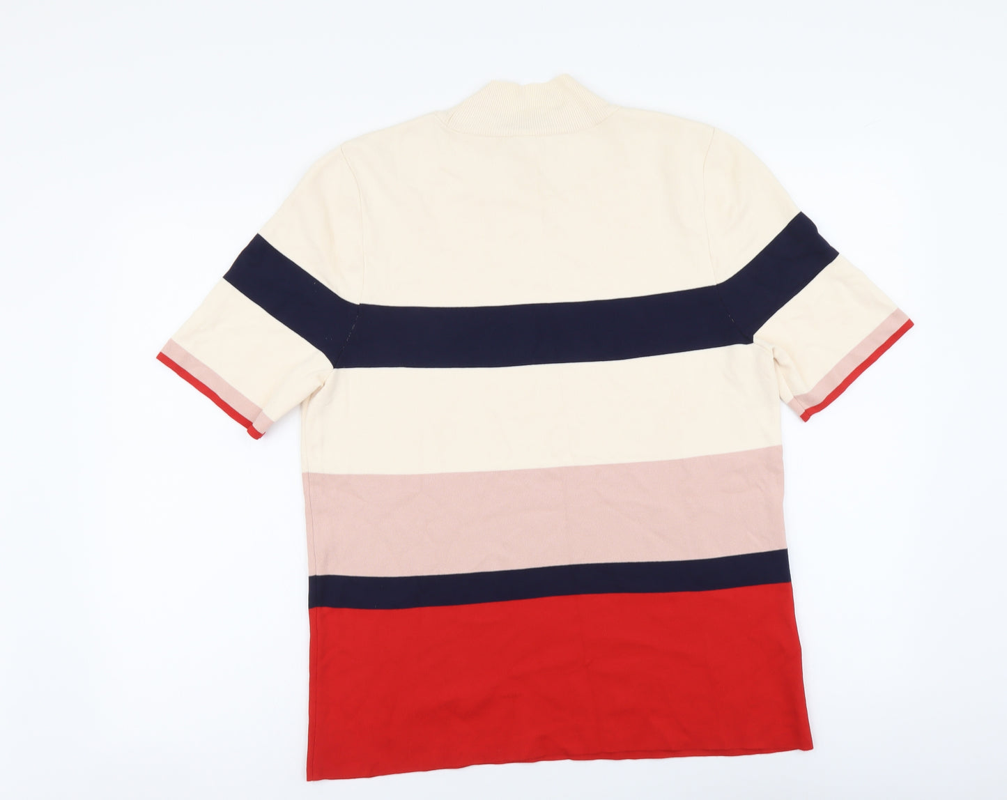 NEXT Womens Multicoloured High Neck Striped Nylon Pullover Jumper Size 18