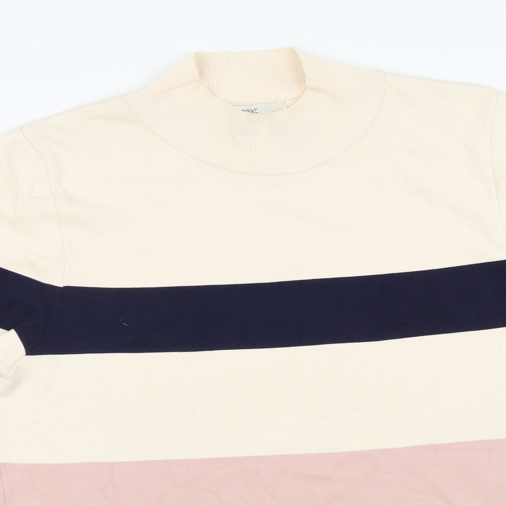 NEXT Womens Multicoloured High Neck Striped Nylon Pullover Jumper Size 18