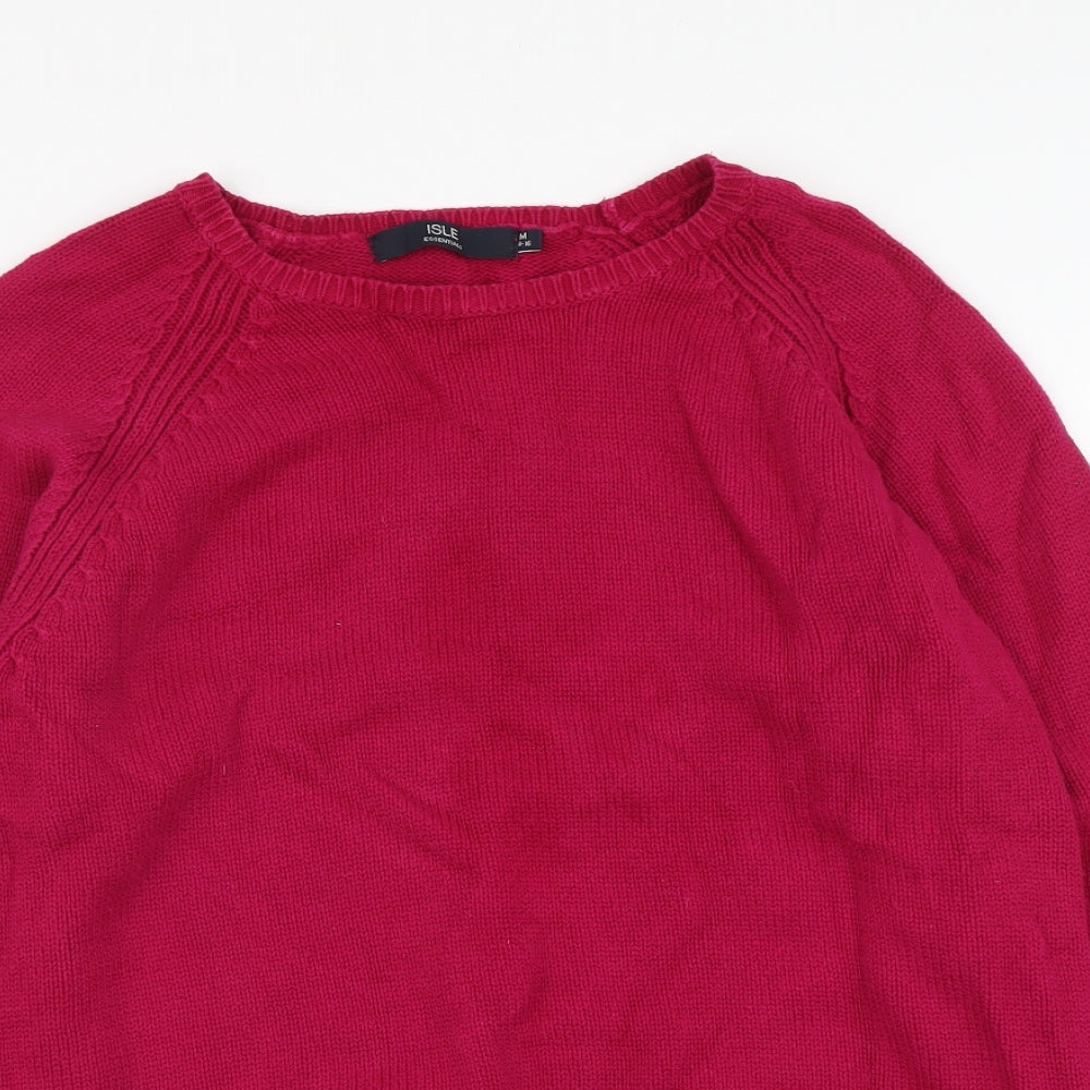 EWM Womens Purple Round Neck Cotton Pullover Jumper Size M