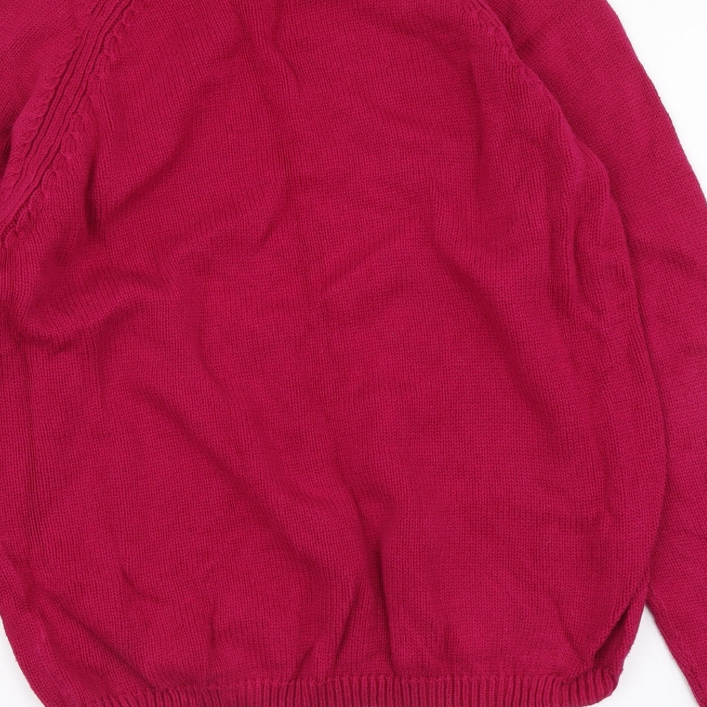 EWM Womens Purple Round Neck Cotton Pullover Jumper Size M