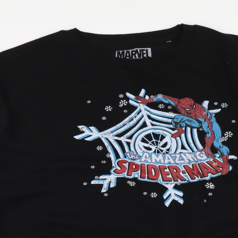 Marvel Mens Black Cotton Pullover Sweatshirt Size 2XL - Spiderman